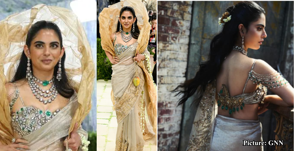GNN Isha Ambani Dazzles at Met Gala 2026 with Over 1 800 Carats of Gems and a Hand Painted Saree