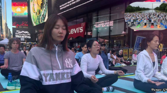 International Day of Yoga Celebrated in Times Square with Focus on Healthy Ageing