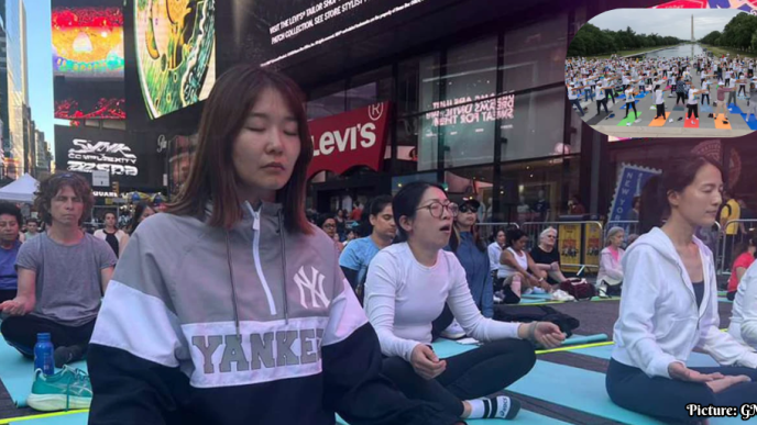 International Day of Yoga Celebrated in Times Square with Focus on Healthy Ageing