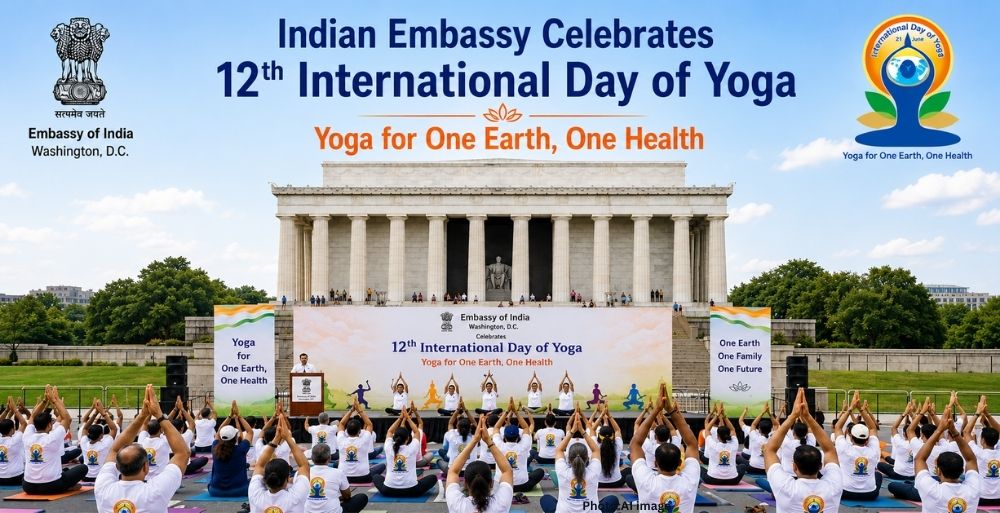 Indian Embassy Celebrates 12th International Day of Yoga at Lincoln Memorial