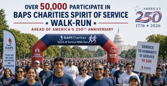 Over 50,000 Participate in BAPS Charities Spirit of Service Walk-Run Ahead of America's 250th Anniversary