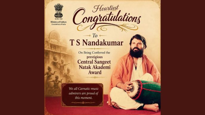 Carnatic Maestro T. S. Nandakumar to Be Honored with Sangeet Natak Akademi Award
