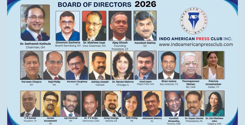 Indo-American Press Club (IAPC) Announces 2026 Board of Directors