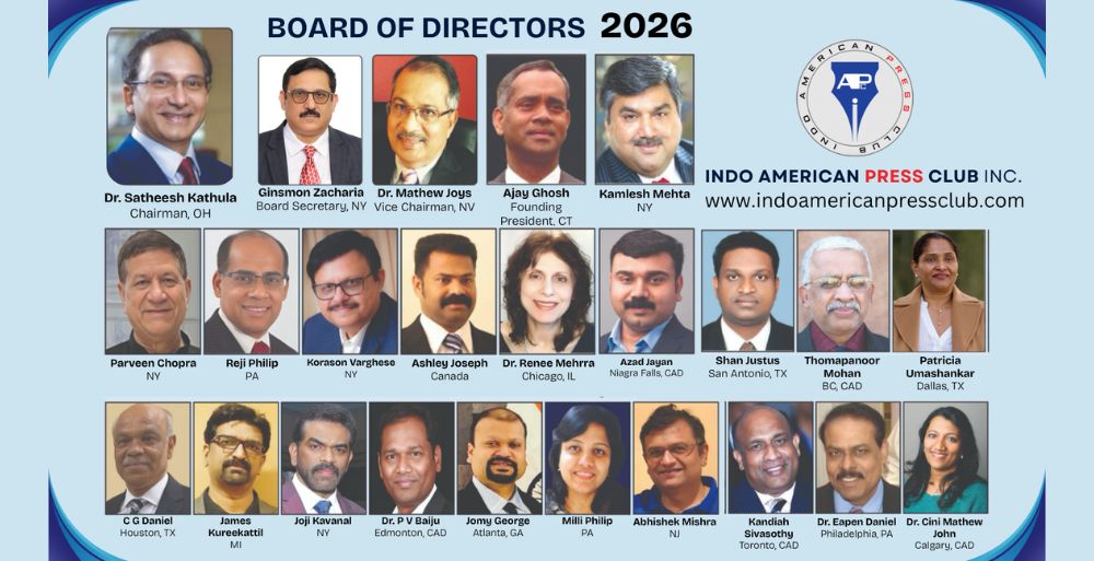 Indo-American Press Club (IAPC) Announces 2026 Board of Directors