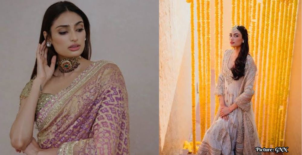 Athiya Shetty Showcases Indian Craftsmanship in Manish Malhotra Sari at Wedding Reception