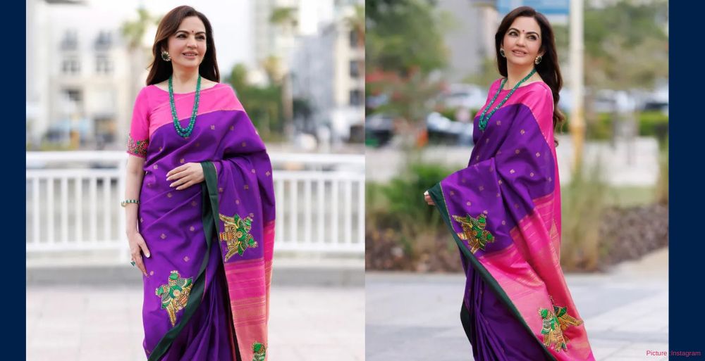Nita Ambani Showcases Indian Textile Heritage in Custom Kanjivaram Saree at AAPI Humanitarian Awards