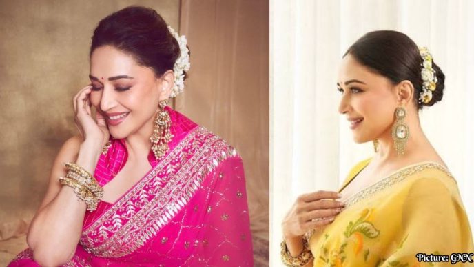 Madhuri Dixit Showcases Timeless Indian Craftsmanship in Anita Dongre Saree