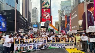 Indian Overseas Congress, USA Launches Nationwide Solidarity Campaign, Leads Landmark TimesSquare Demonstration for India's Students