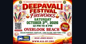 AIA–NEW YORK TO CELEBRATE 39TH ANNUAL DEEPAVALI FESTIVAL ATOVERLOOK BEACH ON SATURDAY, OCTOBER 3,2026
