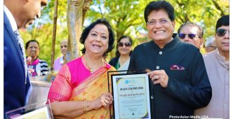 Gandhi’s Eternal Flame Ignites Skokie: Minister Piyush Goyal Leads Emotional 157th Jayanti Tribute Beneath the Statue in Heritage Park