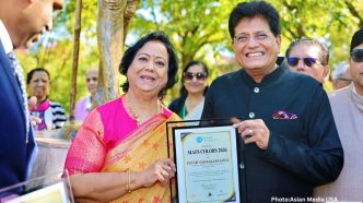 Gandhi’s Eternal Flame Ignites Skokie: Minister Piyush Goyal Leads Emotional 157th Jayanti Tribute Beneath the Statue in Heritage Park