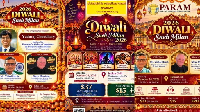 Philadelphia Rajasthani Mandal Hosts Diwali Sneh Milan 2026 Celebrating Culture and Community Service